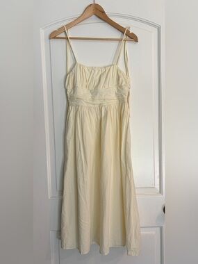 Double Crazy Cotton Cream Spaghetti-Strap Maxi Babydoll Dress Small